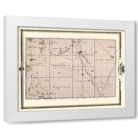Worth Iowa Landowner - Andreas 1874 White Modern Wood Framed Art Print by Andreas