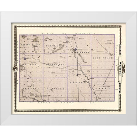 Worth Iowa Landowner - Andreas 1874 White Modern Wood Framed Art Print by Andreas