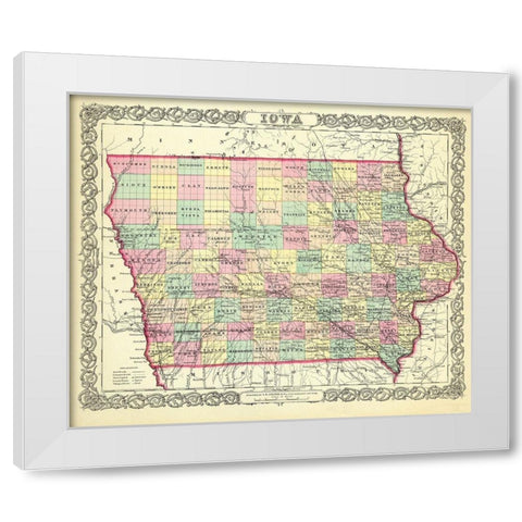 Iowa - Colton 1856 White Modern Wood Framed Art Print by Colton