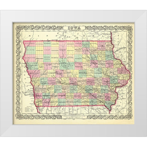 Iowa - Colton 1856 White Modern Wood Framed Art Print by Colton