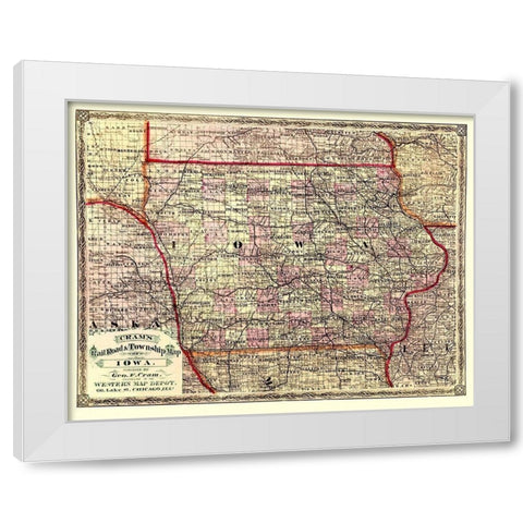Iowa - Cram 1875 White Modern Wood Framed Art Print by Cram
