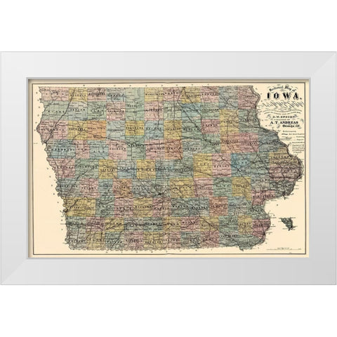 Iowa - Andreas 1875 White Modern Wood Framed Art Print by Andreas