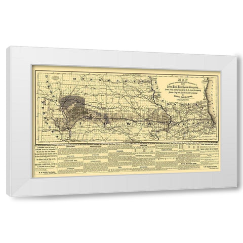 Iowa Railroad Land Company - Colton 1871 White Modern Wood Framed Art Print by Colton