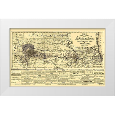 Iowa Railroad Land Company - Colton 1871 White Modern Wood Framed Art Print by Colton