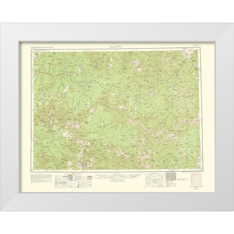 Elk City Idaho Montana Quad - USGS 1963 White Modern Wood Framed Art Print by USGS