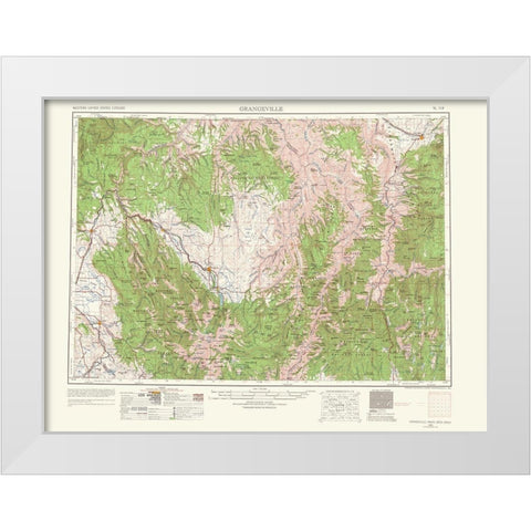 Grangeville Idaho Washington Oregon Quad White Modern Wood Framed Art Print by USGS