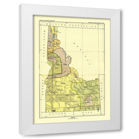 Idaho - Hoen 1896 White Modern Wood Framed Art Print by Hoen