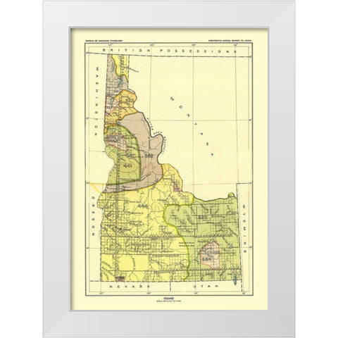 Idaho - Hoen 1896 White Modern Wood Framed Art Print by Hoen