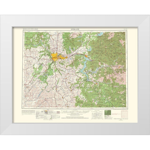 Spokane Washington Idaho Montana Quad - USGS 1965 White Modern Wood Framed Art Print by USGS