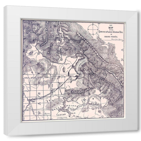 Coeur dAlene Mining Region Idaho Territory White Modern Wood Framed Art Print by Dallam