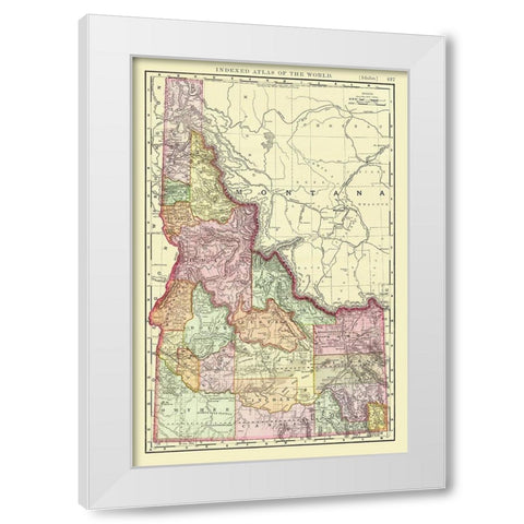 Idaho from Indexed World Atlas - Rand McNally 1897 White Modern Wood Framed Art Print by Rand McNally