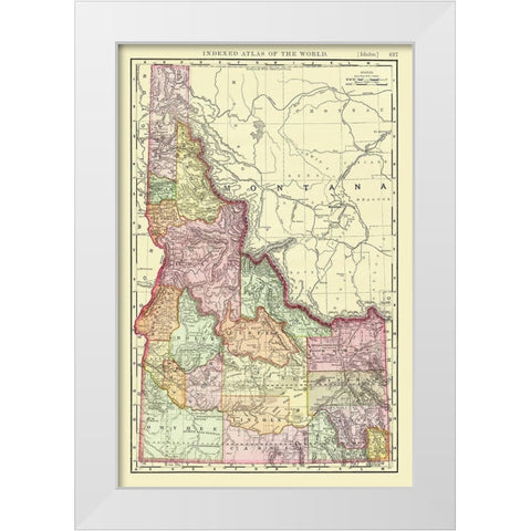 Idaho from Indexed World Atlas - Rand McNally 1897 White Modern Wood Framed Art Print by Rand McNally