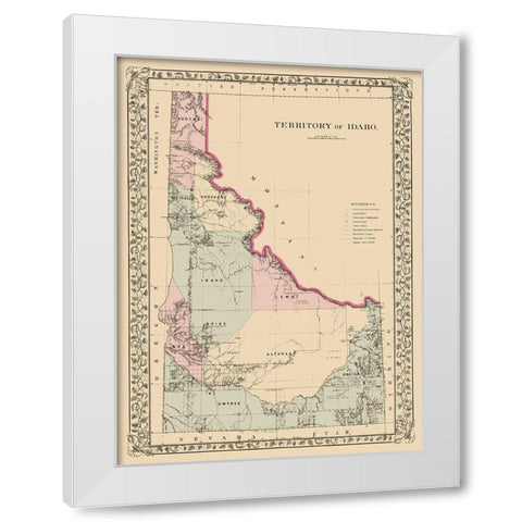 Idaho Territory - Mitchell 1881 White Modern Wood Framed Art Print by Mitchell