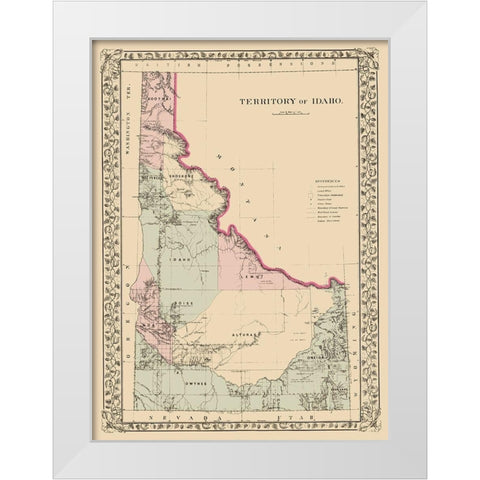 Idaho Territory - Mitchell 1881 White Modern Wood Framed Art Print by Mitchell