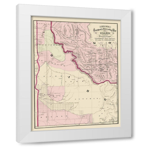 Idaho - Cram 1875 White Modern Wood Framed Art Print by Cram
