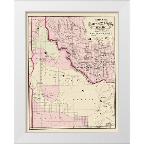 Idaho - Cram 1875 White Modern Wood Framed Art Print by Cram