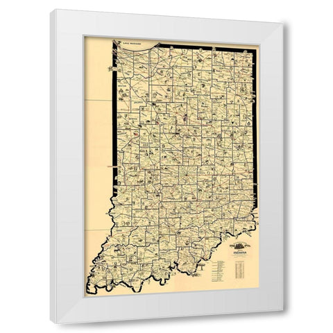 Indiana Railroad Routes - McEwen 1897 White Modern Wood Framed Art Print by McEwen