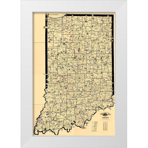 Indiana Railroad Routes - McEwen 1897 White Modern Wood Framed Art Print by McEwen