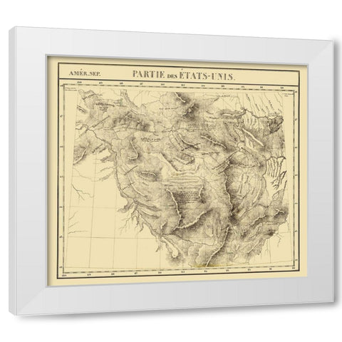 Idaho, Montana, Wyoming - Vandermaelen 1827 White Modern Wood Framed Art Print by Vandermaelen