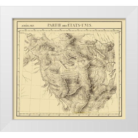 Idaho, Montana, Wyoming - Vandermaelen 1827 White Modern Wood Framed Art Print by Vandermaelen