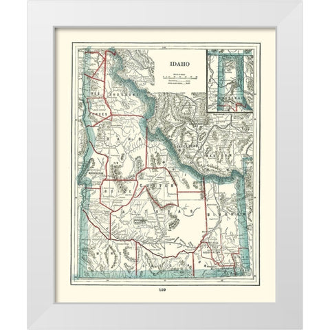 Idaho - Rathbun 1893 White Modern Wood Framed Art Print by Rathbun