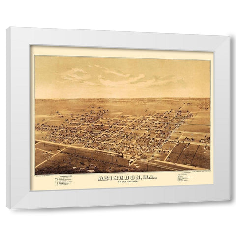 Abingdon Illinois - Shober 1874 White Modern Wood Framed Art Print by Shober