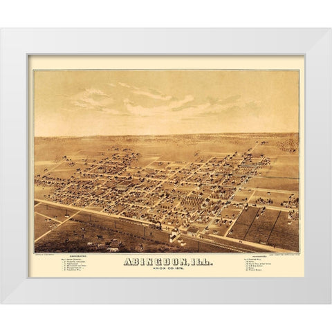 Abingdon Illinois - Shober 1874 White Modern Wood Framed Art Print by Shober