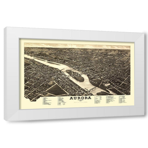 Aurora Illinois - Beck 1867 White Modern Wood Framed Art Print by Beck