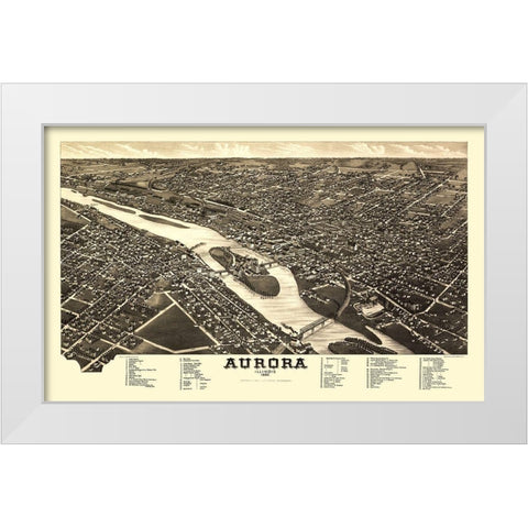 Aurora Illinois - Beck 1867 White Modern Wood Framed Art Print by Beck
