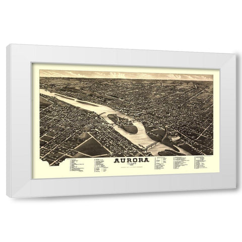 Aurora Illinois - Stoner 1882  White Modern Wood Framed Art Print by Stoner