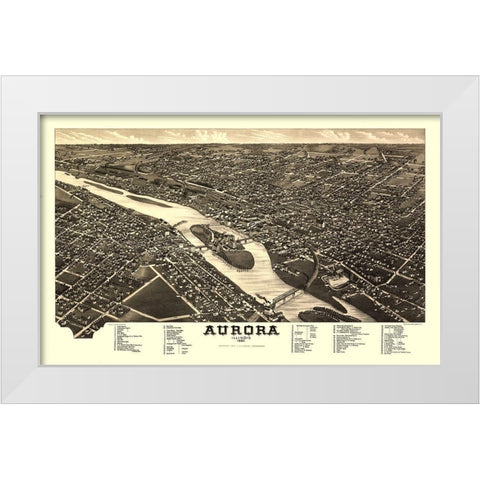 Aurora Illinois - Stoner 1882  White Modern Wood Framed Art Print by Stoner