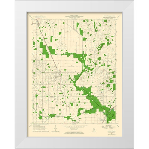 Broughton Illinois Quad - USGS 1963 White Modern Wood Framed Art Print by USGS