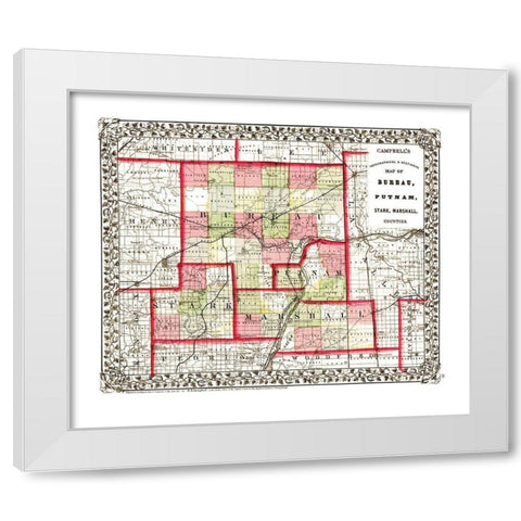 Bureau Putnam Stark Marshall Illinois White Modern Wood Framed Art Print by Campbell