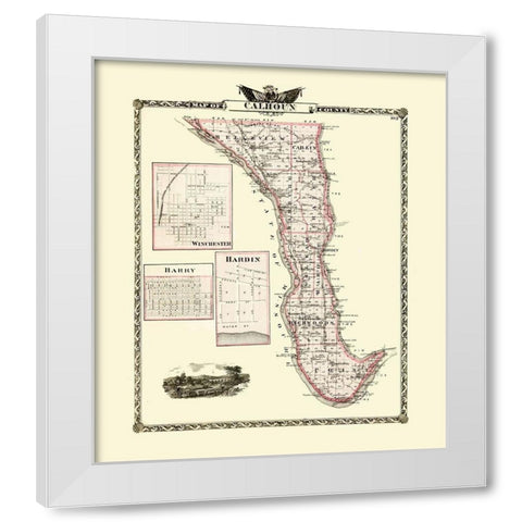 Calhoun Illinois - Warner 1876 White Modern Wood Framed Art Print by Warner
