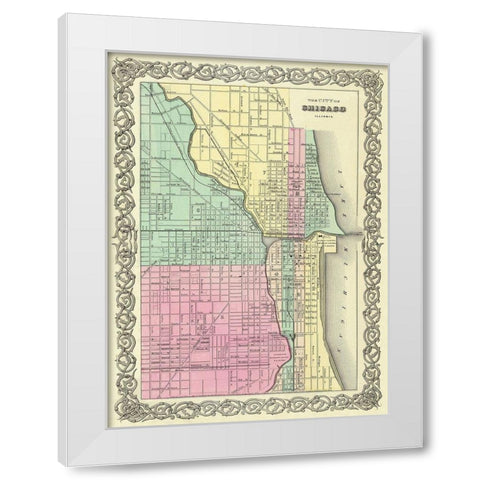 Chicago Illinois - Colton 1855 White Modern Wood Framed Art Print by Colton