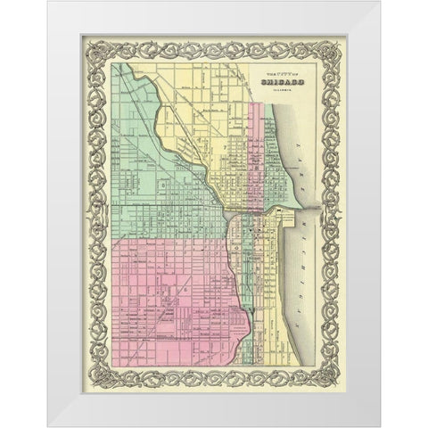 Chicago Illinois - Colton 1855 White Modern Wood Framed Art Print by Colton