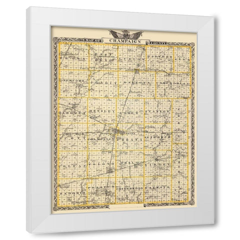 Champaign Illinois Landowner - Warner 1876 White Modern Wood Framed Art Print by Warner