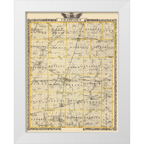 Champaign Illinois Landowner - Warner 1876 White Modern Wood Framed Art Print by Warner