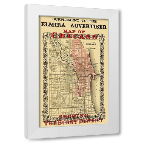 Chicago Illinois Fire Burnt District - Colton 1871 White Modern Wood Framed Art Print by Colton