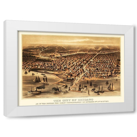 Chicago Illinois - Flint 1872 White Modern Wood Framed Art Print by Flint