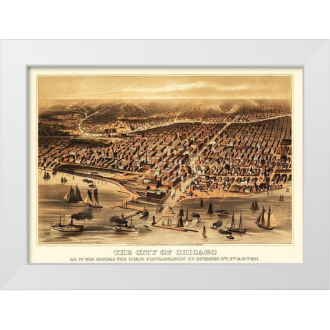 Chicago Illinois - Flint 1872 White Modern Wood Framed Art Print by Flint