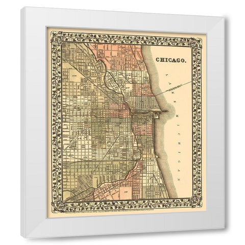 Chicago Illinois - Mitchell 1870 White Modern Wood Framed Art Print by Mitchell