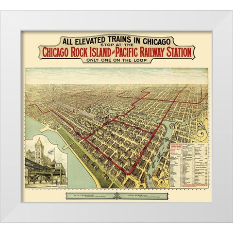 Chicago Rock Island Pacific Railway Illinois White Modern Wood Framed Art Print by Poole