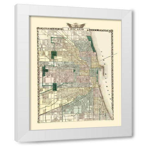 Chicago Illinois - Warner 1870 White Modern Wood Framed Art Print by Warner