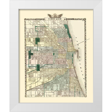 Chicago Illinois - Warner 1870 White Modern Wood Framed Art Print by Warner