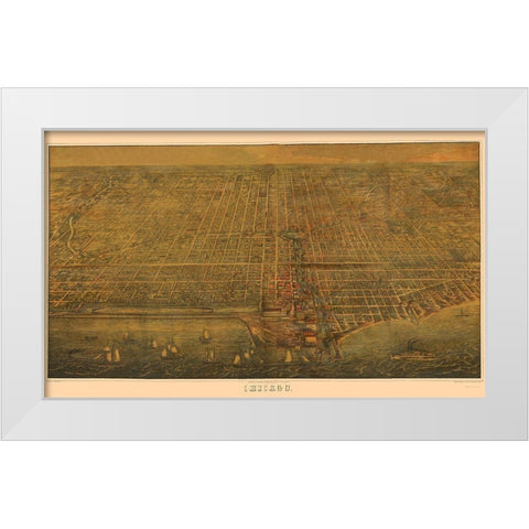 Chicago Illinois - Braunhold 1857 White Modern Wood Framed Art Print by Braunhold
