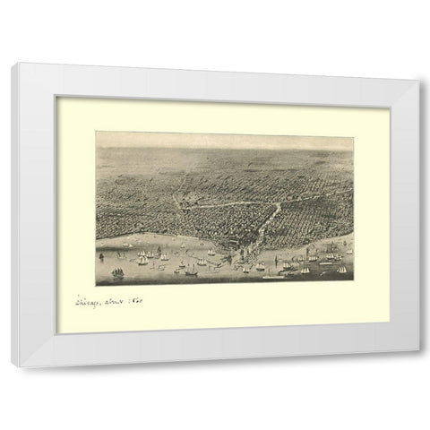 Chicago Illinois - Davis 1860 White Modern Wood Framed Art Print by Davis