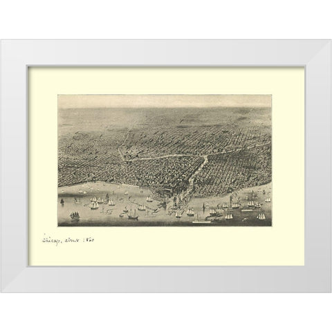 Chicago Illinois - Davis 1860 White Modern Wood Framed Art Print by Davis