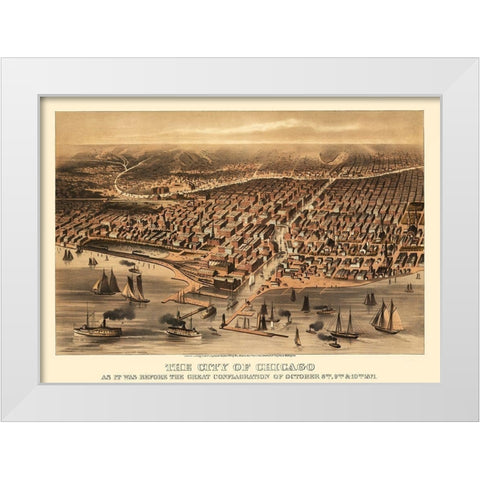 Chicago Illinois - Davis 1871 White Modern Wood Framed Art Print by Davis