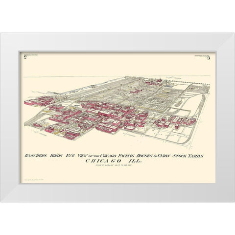 Chicago Packing Houses Union Stock Yards Illinois White Modern Wood Framed Art Print by Rascher